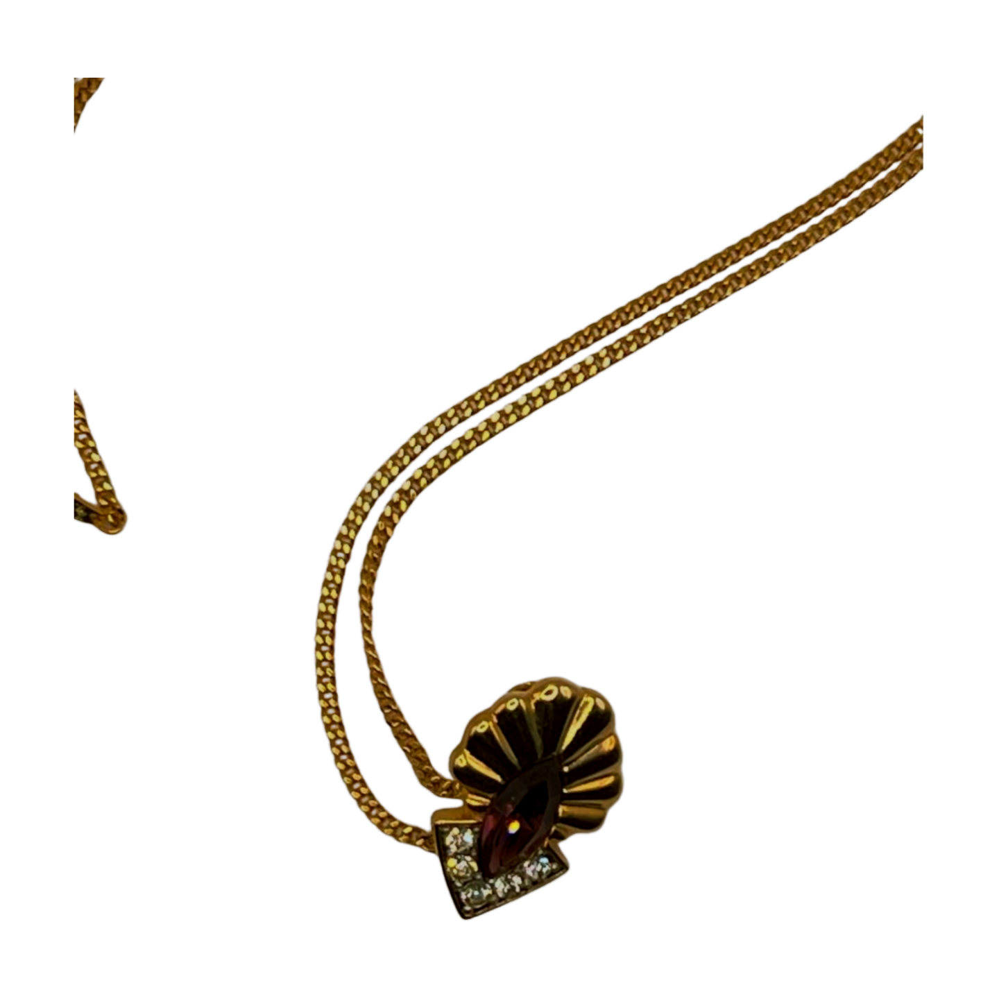 Purple Crystal Slider Teardrop Pendant with Gold Tone Chain Esther Rising