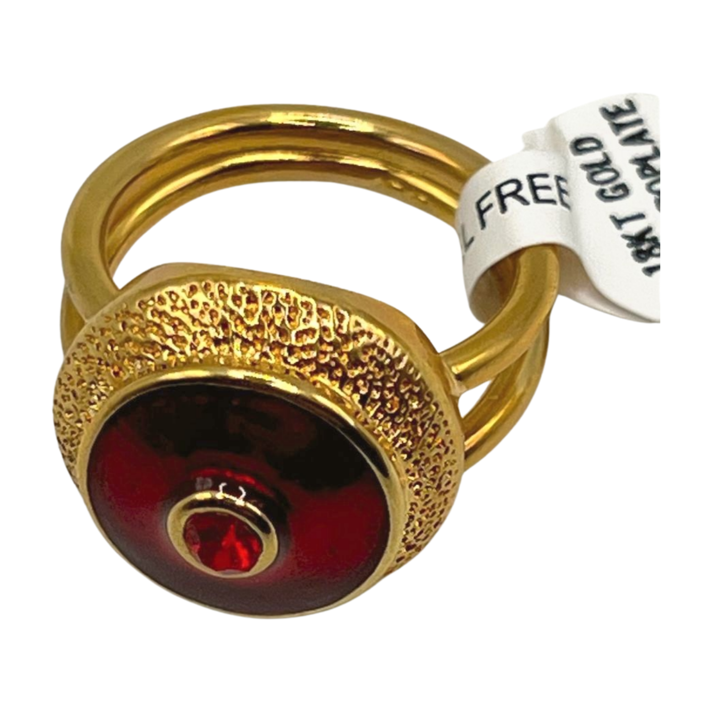 The King's Seal Red Enamel and 18K Gold Electroplated Dophin Ore Ring- Esther Rising
