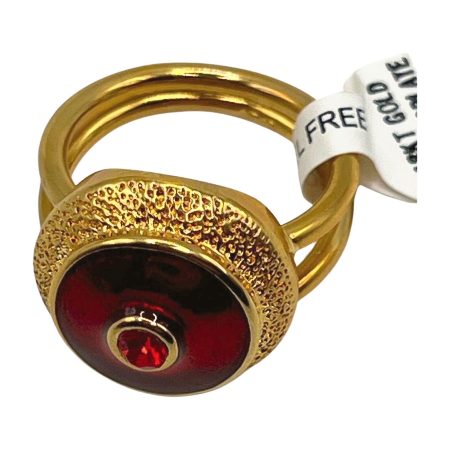 The King's Seal Red Enamel and 18K Gold Electroplated Dophin Ore Ring- Esther Rising