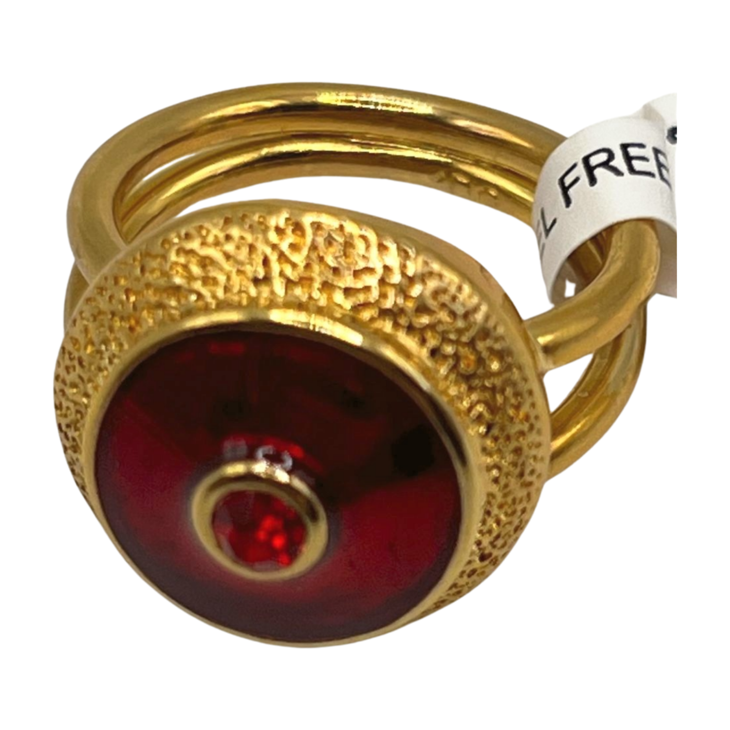 The King's Seal Red Enamel and 18K Gold Electroplated Dophin Ore Ring- Esther Rising