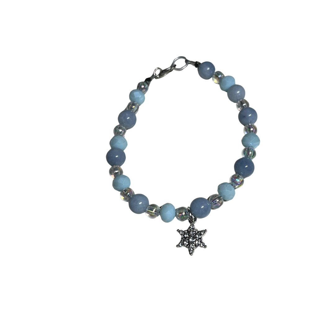 Let it Snow SET with Opal Jade Beads, Shimmering Glass, and 18K Gold Electroplated Earrings