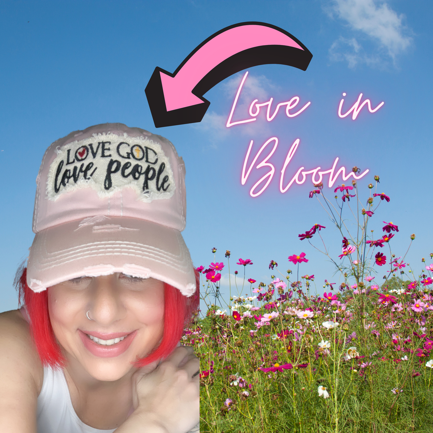 Love God Love People Vintage Style Hat Distressed - Multiple Colors Available