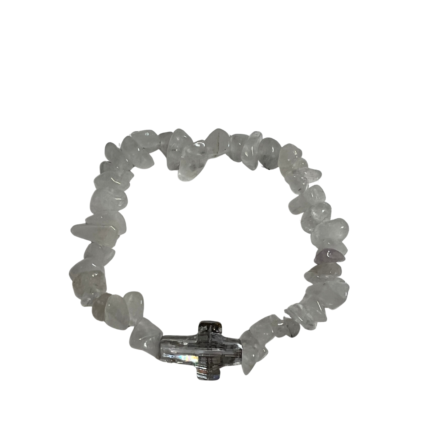 Purity of Heart Chipped Quartz Stones with a Smoky Crystal Cross Centerpiece