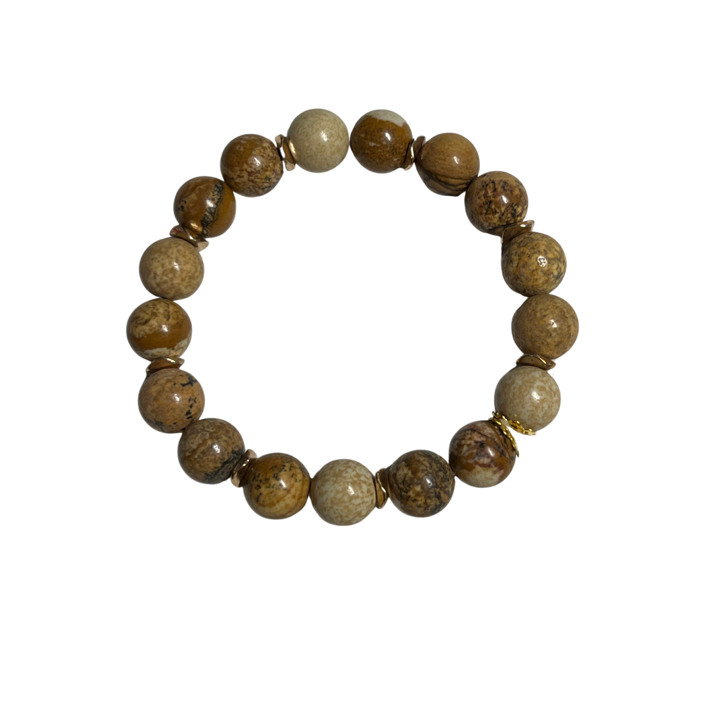 Stephen Bracelet 18K Gold and Picture Jasper Stones (Bracelet Only) Style 2
