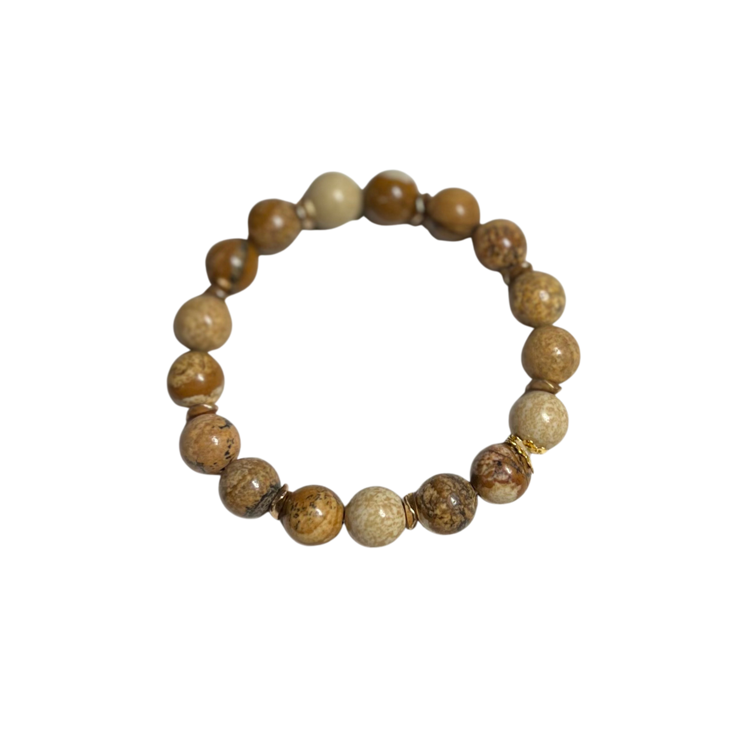 Stephen Bracelet 18K Gold and Picture Jasper Stones (Bracelet Only) Style 2