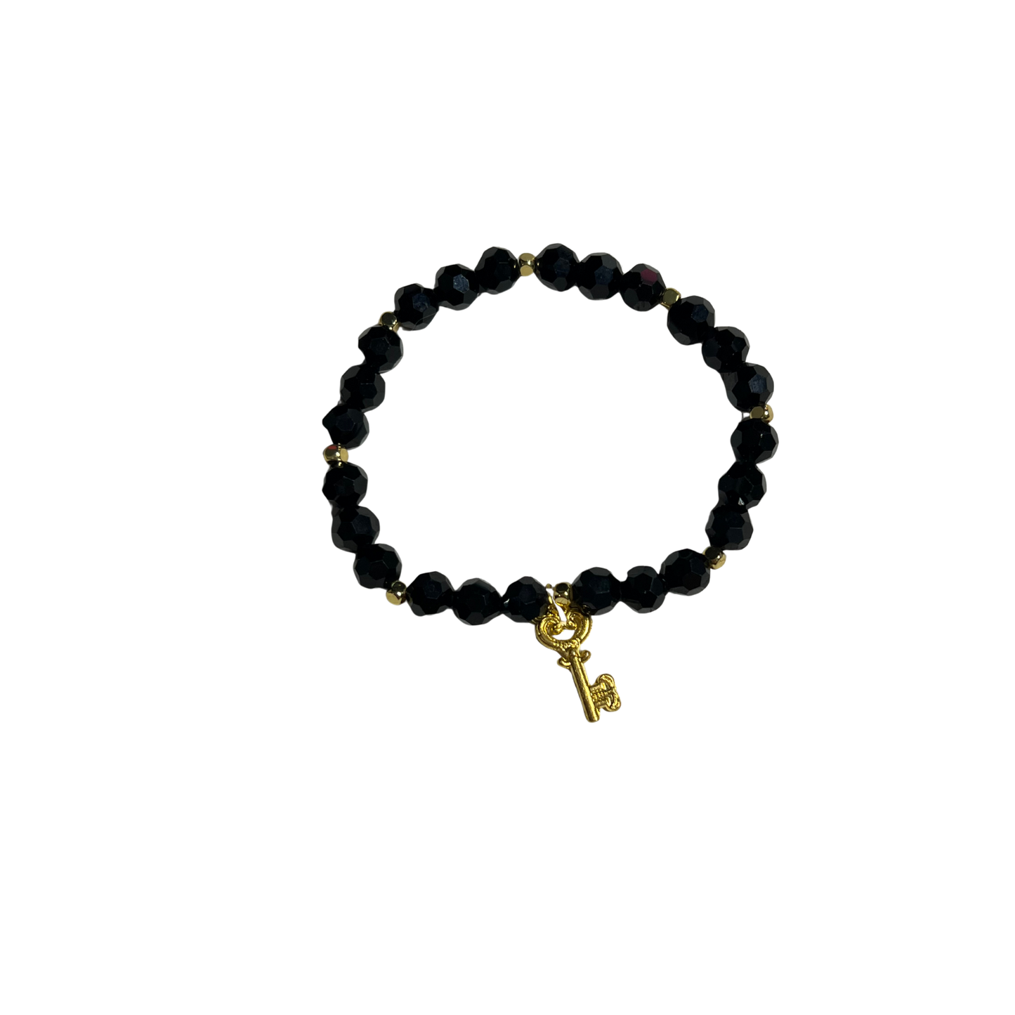 The Key of Mystery Bracelet With Black Crystal Beads and 18K Gold Findings