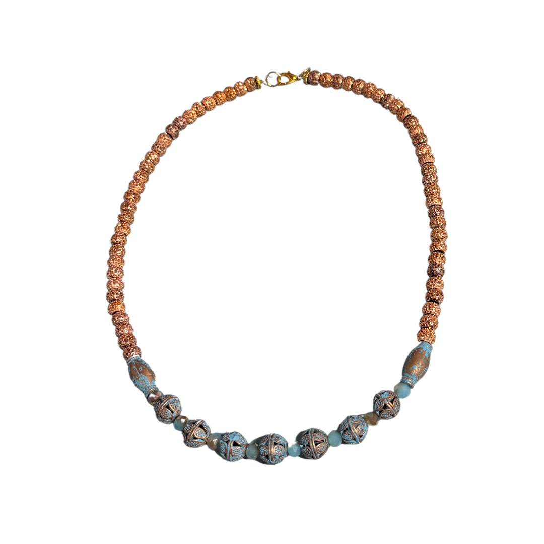 Upon His Shoulders SET With Metal Patina Beads, Rose Gold Accents, and Glass Beads