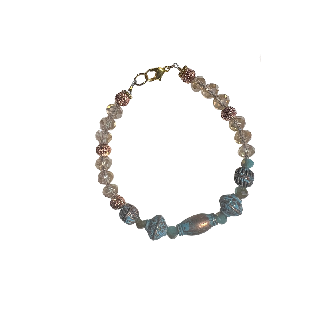 Upon His Shoulders SET With Metal Patina Beads, Rose Gold Accents, and Glass Beads