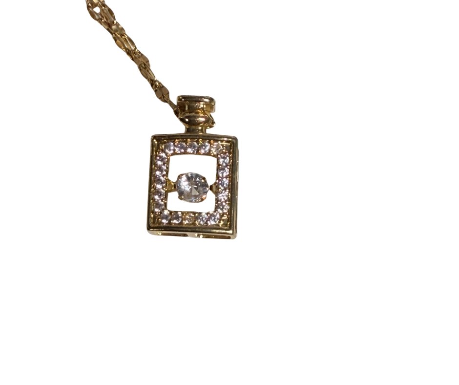The Intercessor's Oil Gold Plated Necklace and Hinged Cabachon and Rhinestone Bracelet Bundle